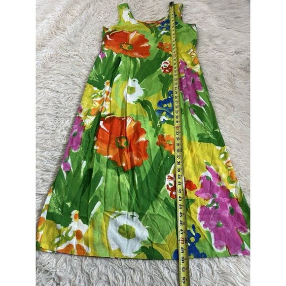 Jams World Janice Green Floral Midi Dress Valleyview Print Pockets Size Large - Picture 5 of 15